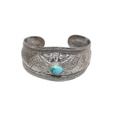 Bangle Cuff Bracelet Sterling Silver 925 Turquoise Gem Stone Handmade Women C457